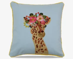 Pude broderi bomuld giraf 45x45 cm