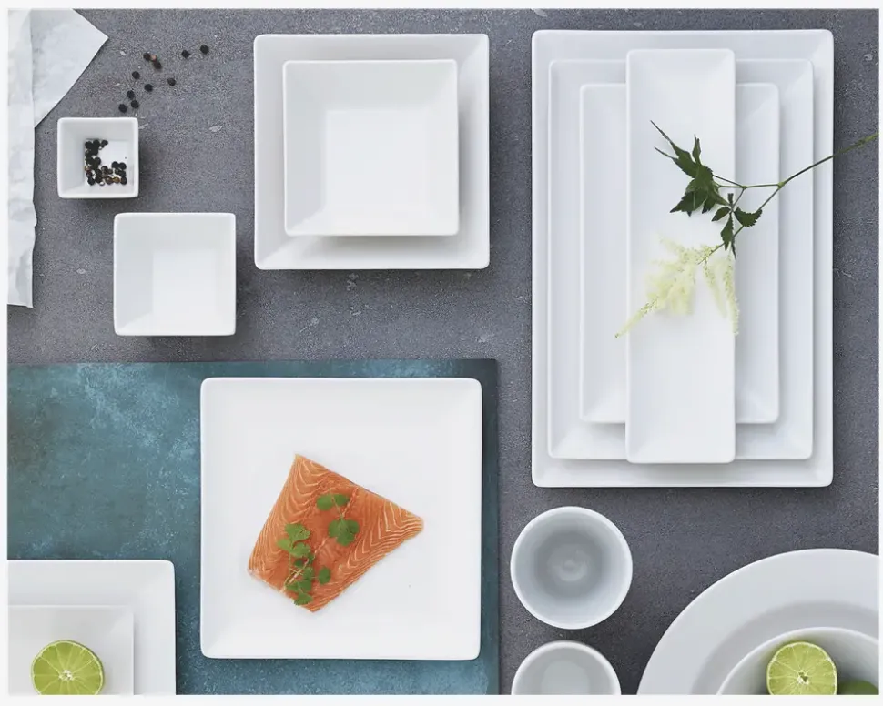 Quadro Tallerken Rektangulær 30x8 cm Hvid