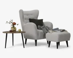 Øreklapstol Inkl. Fodskammel beige