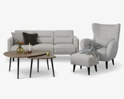 Øreklapstol Inkl. Fodskammel beige