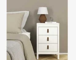 Sengebord Madrid hvid med 3 skuffer