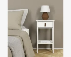 Sengebord Madrid hvid med 1 skuffe