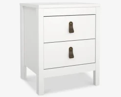 Sengebord Madrid hvid med 2 skuffer