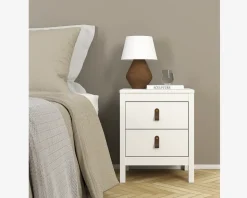 Sengebord Madrid hvid med 2 skuffer