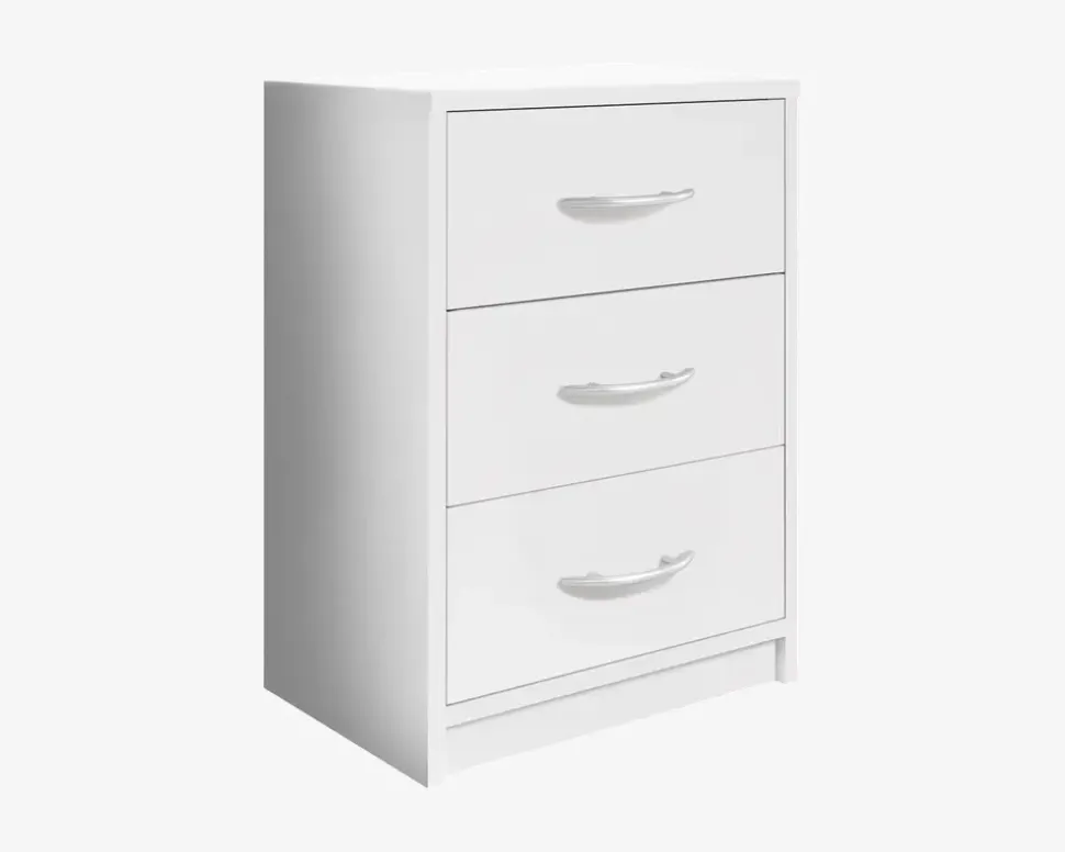 Sengebord Pepe med 3 skuffer hvid