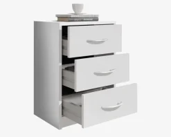 Sengebord Pepe med 3 skuffer hvid