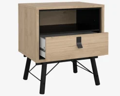 Sengebord Ry m. 1 skuffe og 1 hylde eg