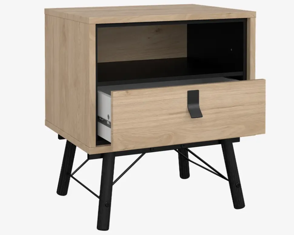 Sengebord Ry m. 1 skuffe og 1 hylde eg
