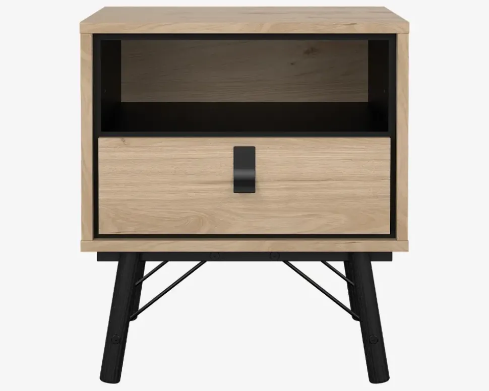 Sengebord Ry m. 1 skuffe og 1 hylde eg