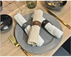 Servietring 6pk Læder Grå