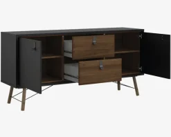 Skænk Ry B. 150 cm sort/valnød