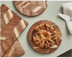 Skærebræt Sildeben Acacie Træ Ø.28cm