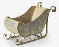 Slæde deko grå zink H.13 cm