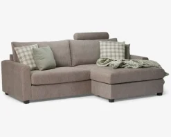 Sofa m/Chaiselong Grå/Beige Møbelstof