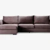 Sofa med chaiselong brun fløjl venstre