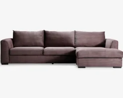 Sofa med chaiselong brun fløjl højre