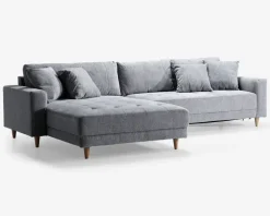 Sofa med XL chaiselong grå