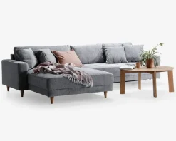 Sofa med XL chaiselong grå