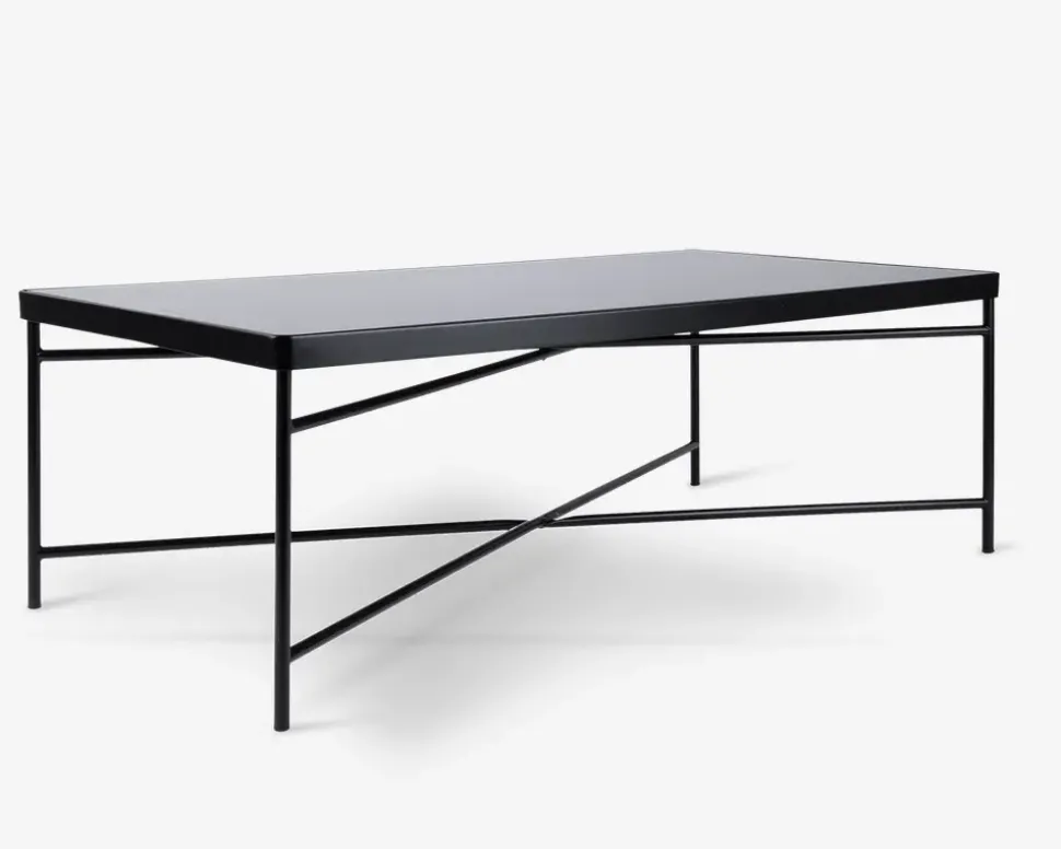 Sofabord sort/glas 60x120 cm