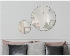 Spejl Cirkel Sort Ø.100 cm