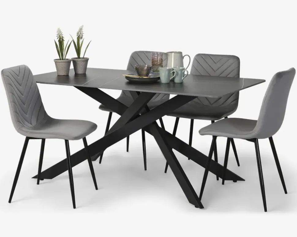 Spisebord i sort keramik B. 90 x L. 160 cm