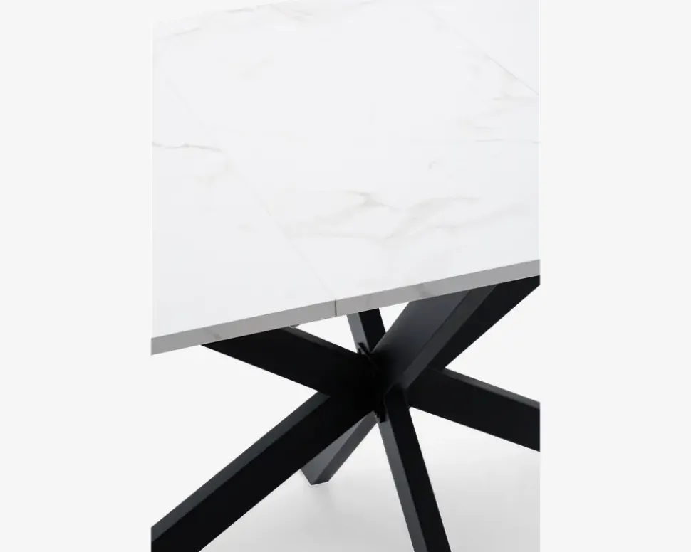 Spisebord Inkl. 1 tillægsplade hvid/sort