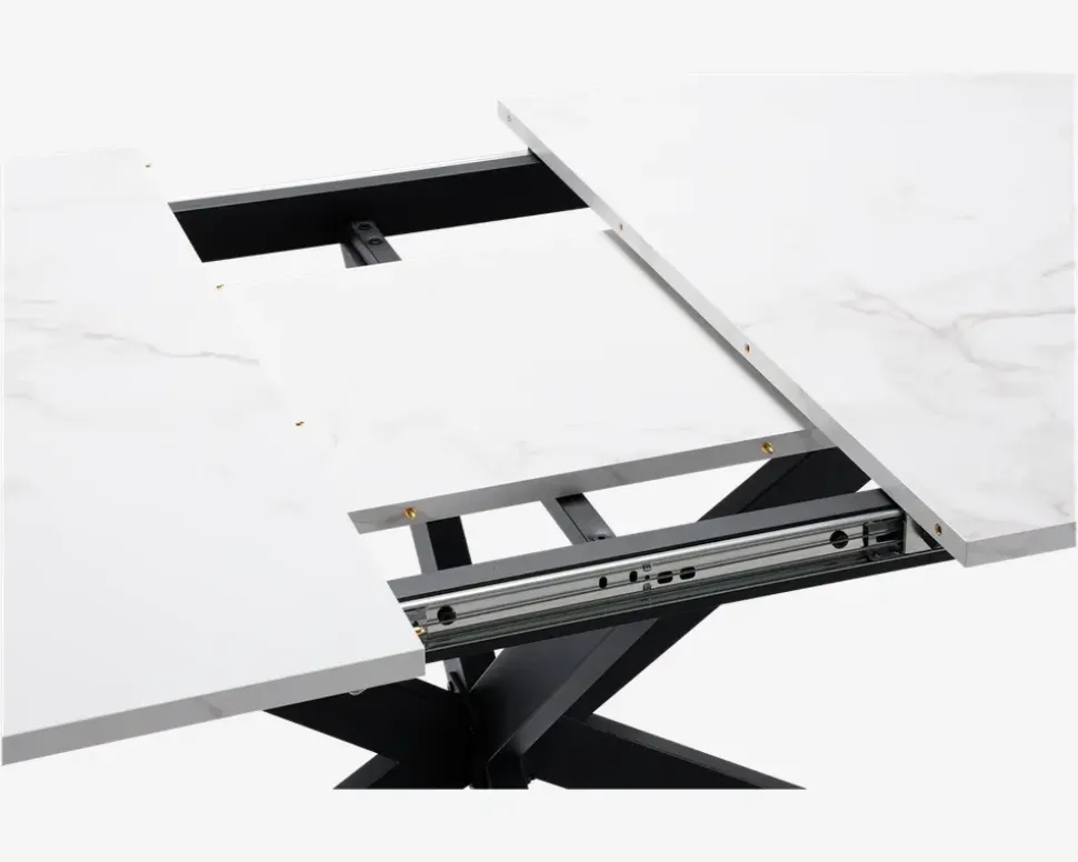 Spisebord Inkl. 1 tillægsplade hvid/sort