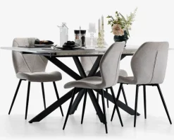 Spisebord Inkl. 1 tillægsplade hvid/sort