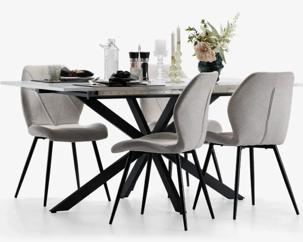 Spisebord Inkl. 1 tillægsplade hvid/sort