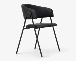 Spisebordsstol med armlæn i sort kunstlæder