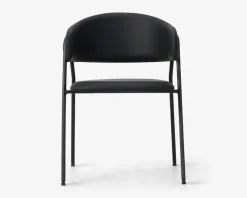 Spisebordsstol med armlæn i sort kunstlæder