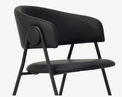 Spisebordsstol med armlæn i sort kunstlæder