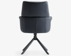 Spisebordsstol med armlæn i sort læder