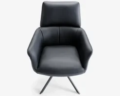 Spisebordsstol med armlæn i sort læder