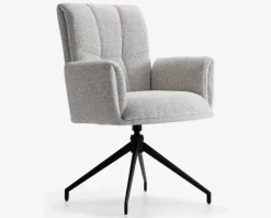 Spisebordsstol med armlæn i beige stof