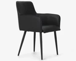 Spisebordsstol med armlæn i sort kunstlæder