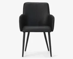 Spisebordsstol med armlæn i sort kunstlæder