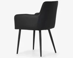 Spisebordsstol med armlæn i sort kunstlæder