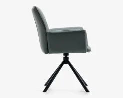 Spisestuestol med armlæn i grøn læder