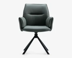 Spisestuestol med armlæn i grøn læder