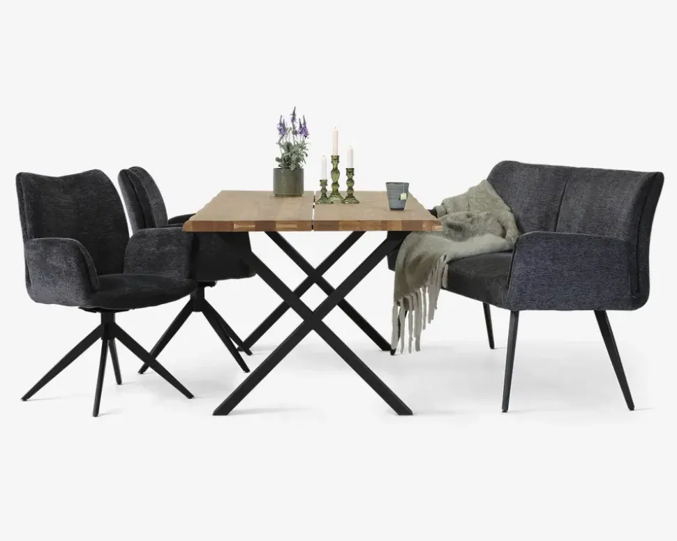 Spisestuestol med armlæn i grå