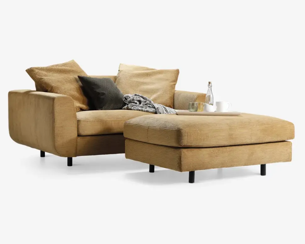 Stol 1,5 pers stol Motive gul fløjl