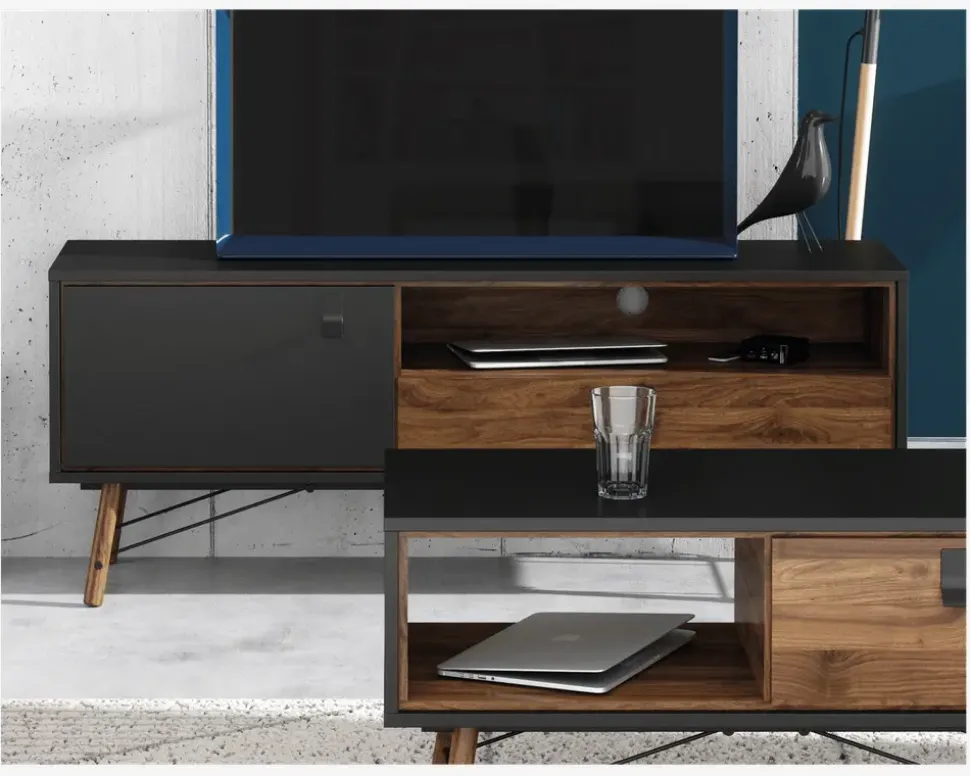 Tv Bord Ry Sort/Valnød