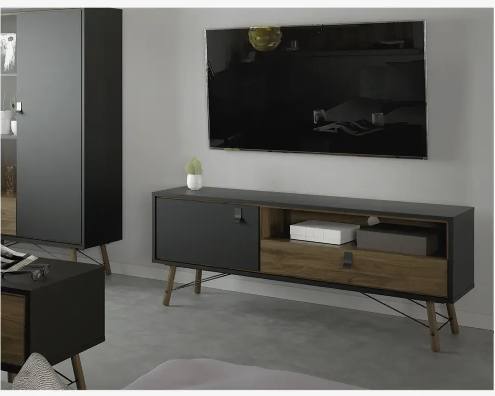 Tv Bord Ry Sort/Valnød