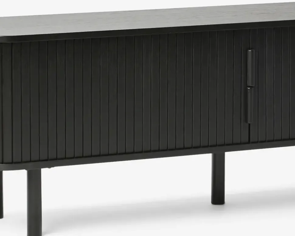 Tv-bord Cavo Sort Lakeret Eg Finer m/Jalousidøre