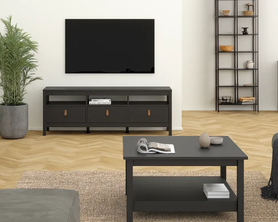Tv-bord Madrid sort m/3 skuffer