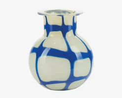 Vase Mønster Gul/Blå H.17.5 cm