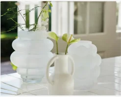 Vase M/Ringe Hvid H.25cm