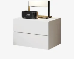 Væghængt sengebord med 2 skuffer