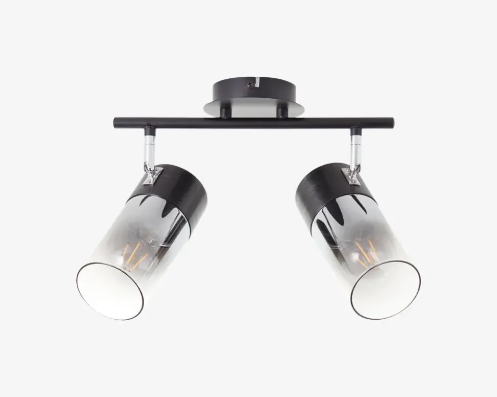 Vægspot Alia Sort/Røgfarvet 2 x E27